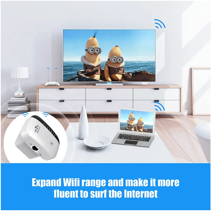 Repetidor WiFi 300Mbps para Pared | Amplificador de Señal Cobertura A Través de la Pared para Hogar Smart TV