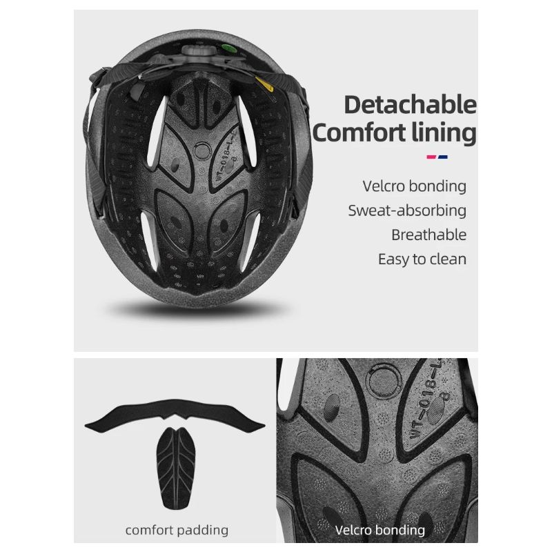 ROCKBROS casco de bicicleta luz LED integrada ultraligero antisudor seguridad ciclismo y visibilidad máxima