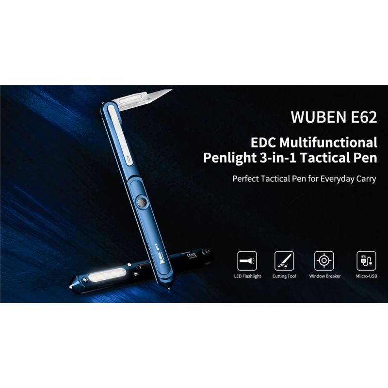 Wuben E62 Pluma LED EDC Multimodos Mejor Pluma de Luz Multifuncional 130 Lúmenes Linterna Ligera Portátil