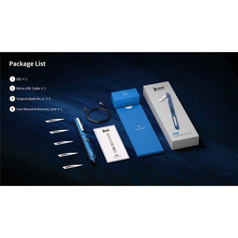 Wuben E62 Pluma LED EDC Multimodos Mejor Pluma de Luz Multifuncional 130 Lúmenes Linterna Ligera Portátil