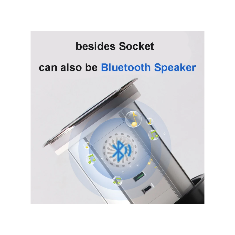 Enchufes Eléctricos de Elevación con Salida Retráctil Motorizada y Carga Inalámbrica USB Diseño Moderno