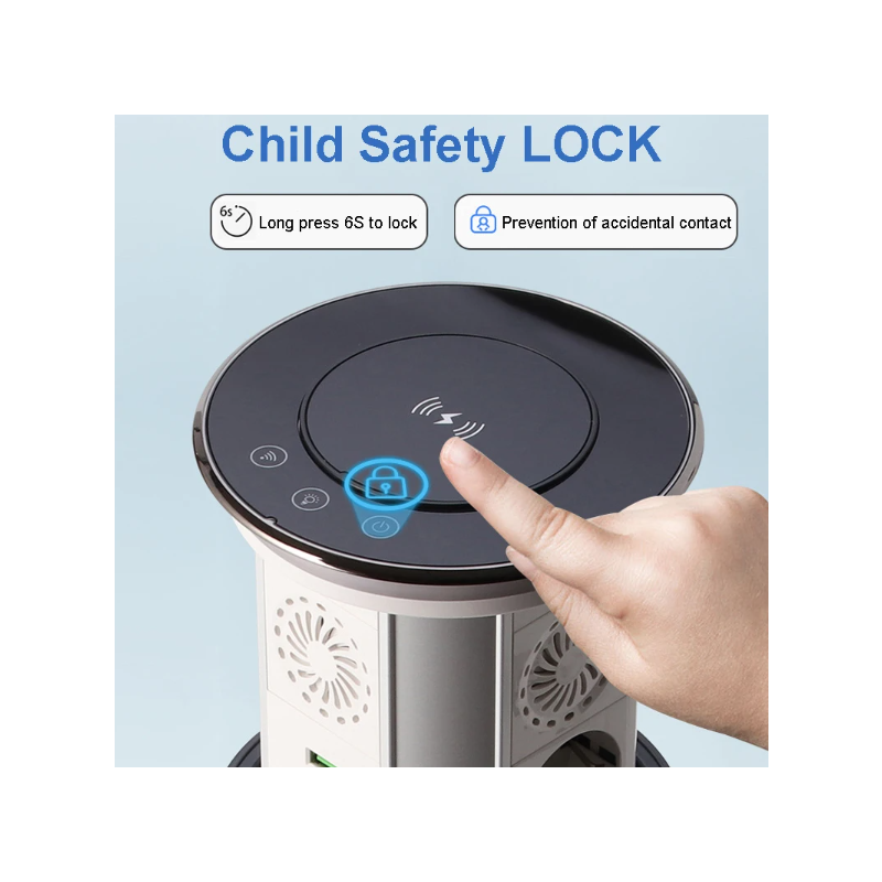 Enchufes Eléctricos de Elevación con Salida Retráctil Motorizada y Carga Inalámbrica USB Diseño Moderno