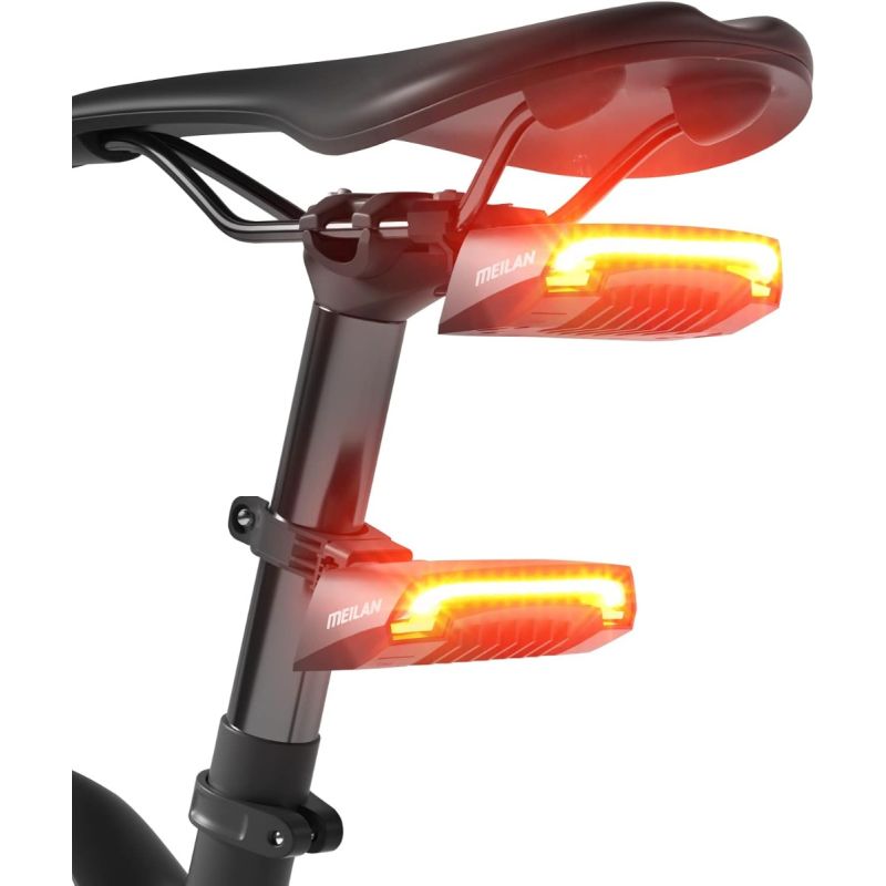 Meilan X5 Luz Trasera Inteligente Bici con Direccionales, Freno Automático y Control Remoto Inalámbrico Recargable.