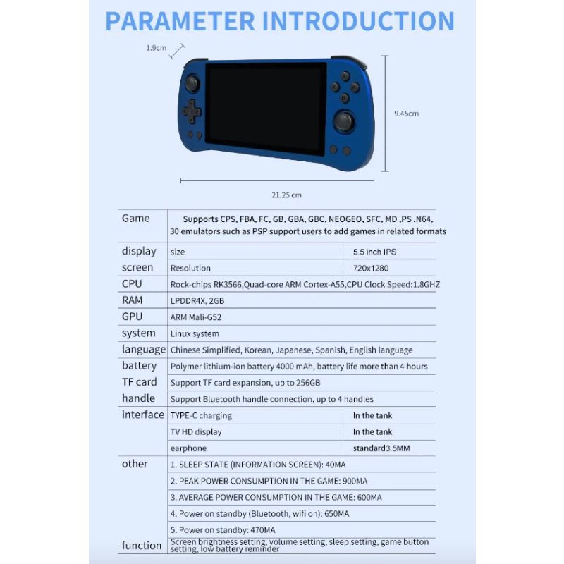 POWKIDDY X55 consola de juegos portátil pantalla IPS de 5,5