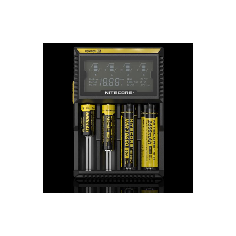 Cargador Nitecore D4 con pantalla LCD cargar baterías Li-Ion 18650 14500 26650 seguridad carga avanzada
