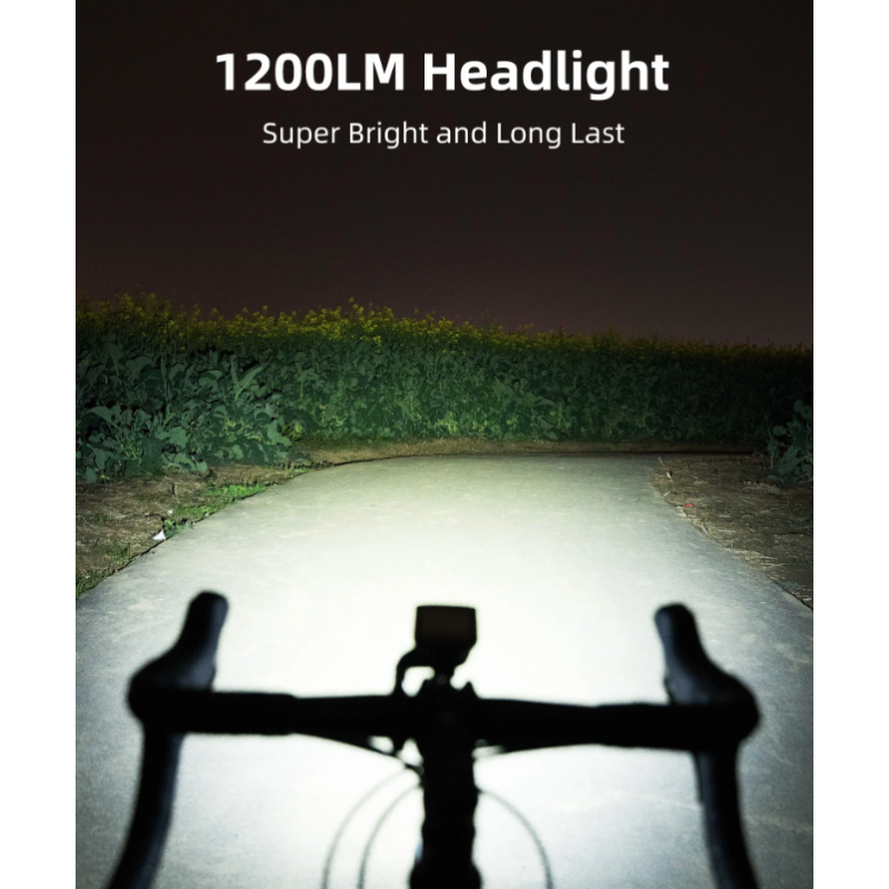 XOSS XL-1200 Luz para Bicicleta Recargable 1200 Lúmenes con Seis Modos Carga Tipo-C Ideal Ciclismo y Seguridad