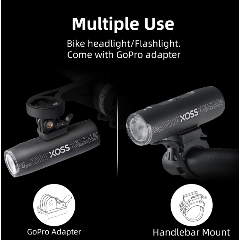 XOSS XL-1200 Luz para Bicicleta Recargable 1200 Lúmenes con Seis Modos Carga Tipo-C Ideal Ciclismo y Seguridad