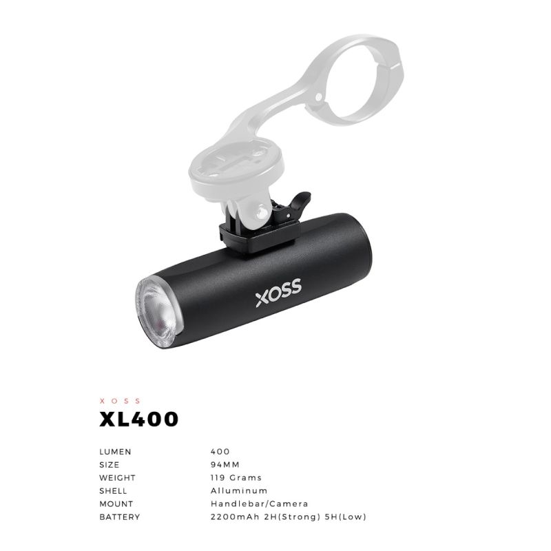 XOSS XL-400 luz bicicleta MTB USB recargable faro impermeable 400 lúmenes cinco modos instalación dual SEGURA