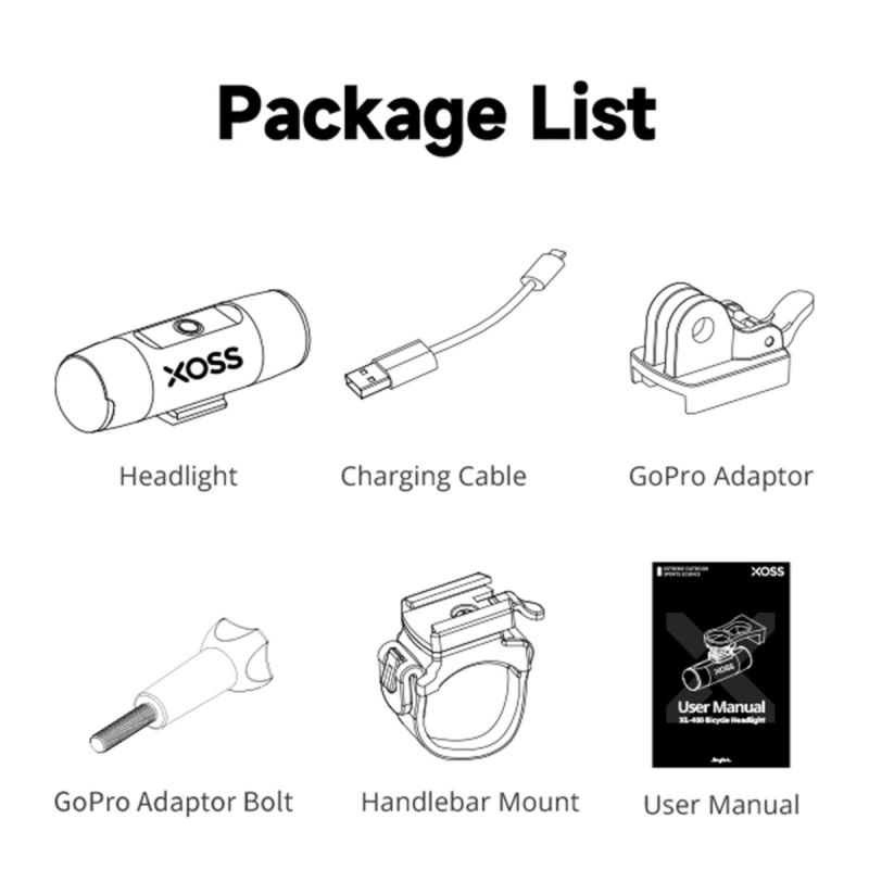 XOSS Faro para Bicicleta 800Lm USB Recargable Lámpara Frontal MTB Alta Luminosidad Seguridad Nocturna