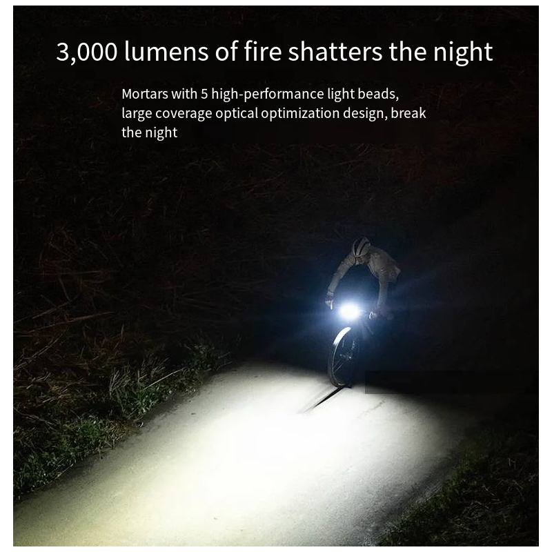 Luz para Bicicleta XOSS XL3000 3000 Lúmenes Recargable Tipo C Resistente al Agua Faro con 10 Modos de Seguridad