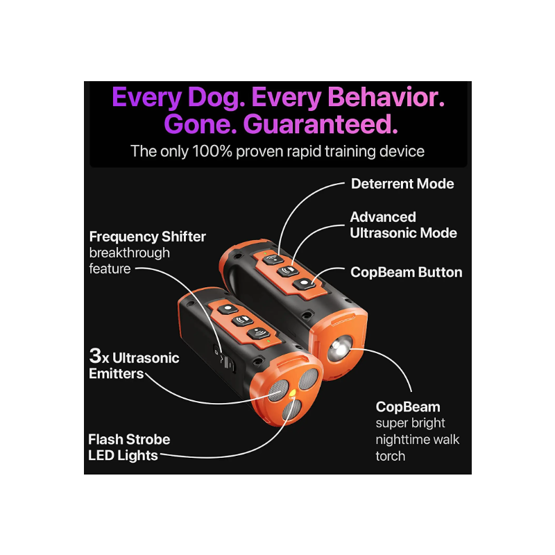 Repelente de perros recargable dispositivo ultrasónico con linterna LED eficaz para control de ladridos