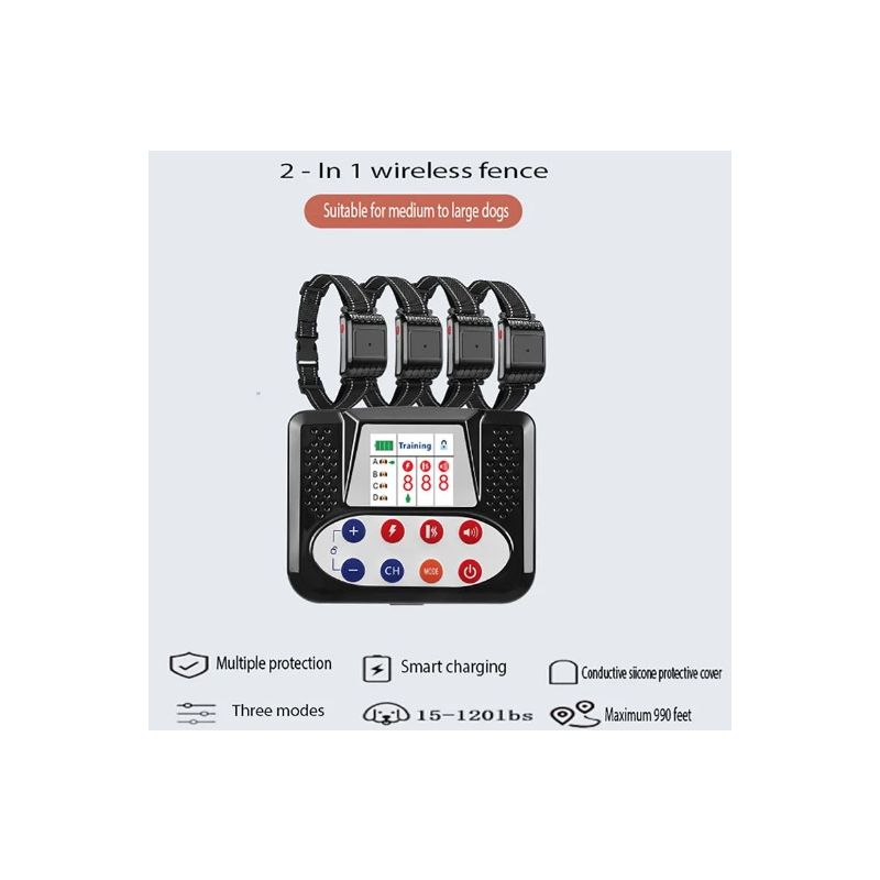 Cerca Electrónica Inalámbrica y Dispositivo de Entrenamiento para Perros con Pantalla a Color Seguridad para Mascotas