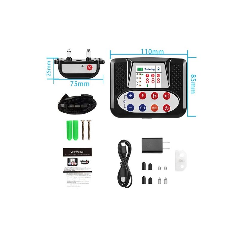 Cerca Electrónica Inalámbrica y Dispositivo de Entrenamiento para Perros con Pantalla a Color Seguridad para Mascotas