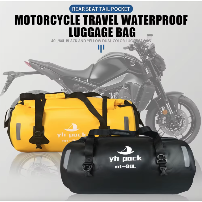 Bolsa Moto Impermeable 40/80L - Alforja Bici MTB - Portaequipajes Trasero - Accesorio Ciclismo