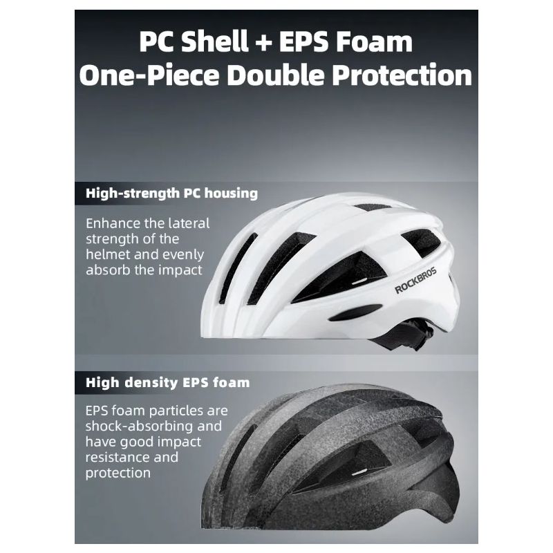 Casco de bicicleta ROCKBROS ultraligero con luz trasera LED recargable ideal para ciclismo urbano y MTB