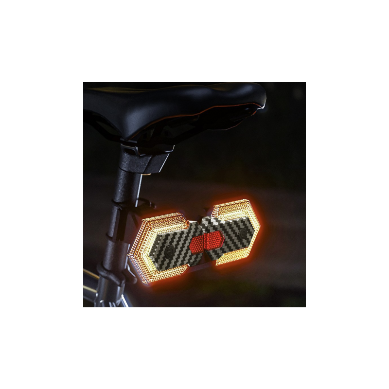 CarryBright Luces Bicicleta LED Direccionales 4 Pcs Fibra Carbono USB Control Remoto para Ebike Seguridad Ciclismo