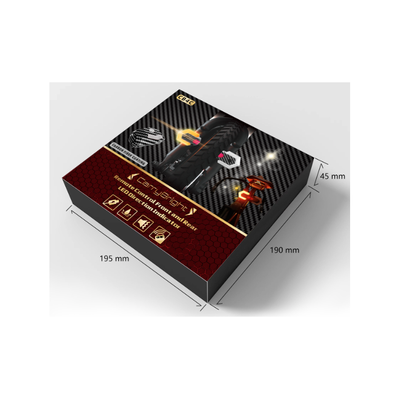 CarryBright Luces Bicicleta LED Direccionales 4 Pcs Fibra Carbono USB Control Remoto para Ebike Seguridad Ciclismo