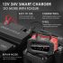 Cargador de batería FOXSUR 20A portátil para coche camión 12V 24V AGM LiFePO4 con carga en 7 etapas versátil