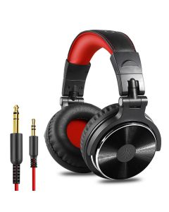 Oneodio Pro-10 Wired Professional Studio Pro DJ Auriculares con micrófono sobre la oreja HiFi Monitor Música Auriculares Auriculares para teléfono PC-Rojo & Negro