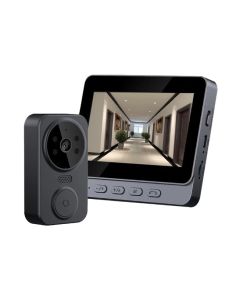 Timbre de Puerta Inalámbrico M12 Videoportero con Cámara de Mirilla IPS Seguridad Mejorada Instalación Sin WiFi