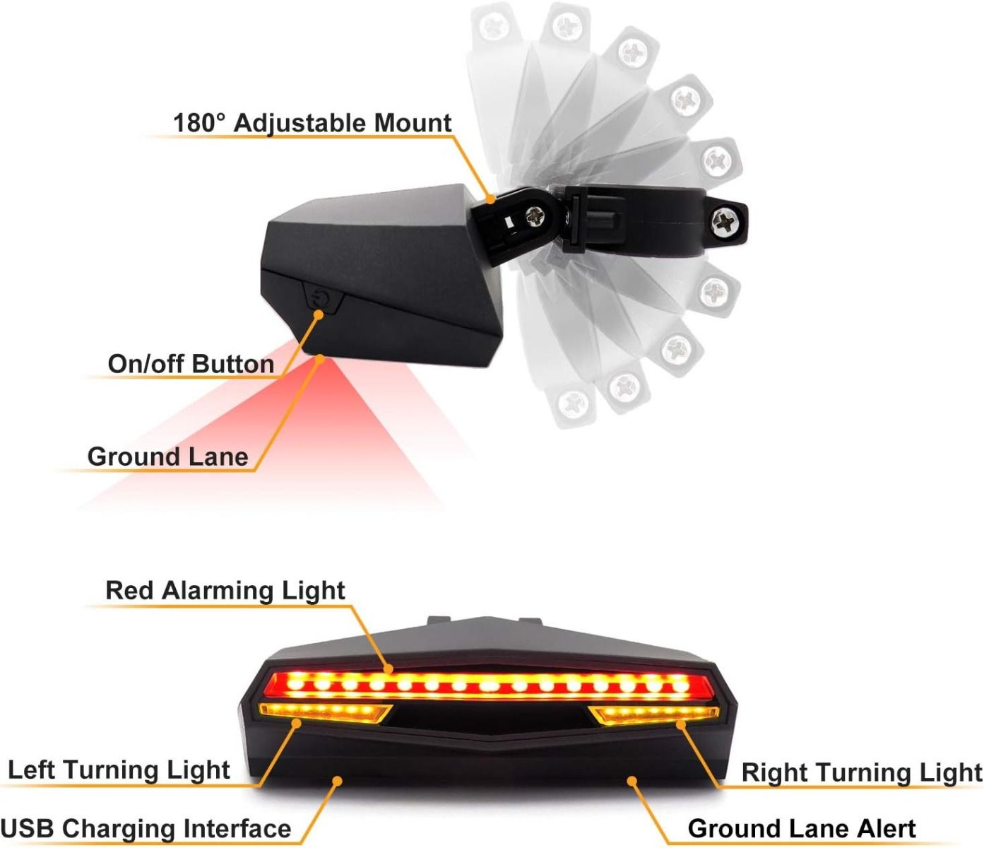 Ampulla C1 Luz Trasera Bicicleta LED con Control Remoto para Seguridad y Carril Láser