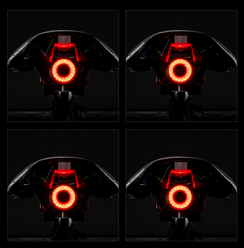 ROCKBROS Q5 Luz inteligente para bicicleta con freno automático, luz trasera LED con detección de freno, IPX6 impermeable, equipo de seguridad para ciclismo