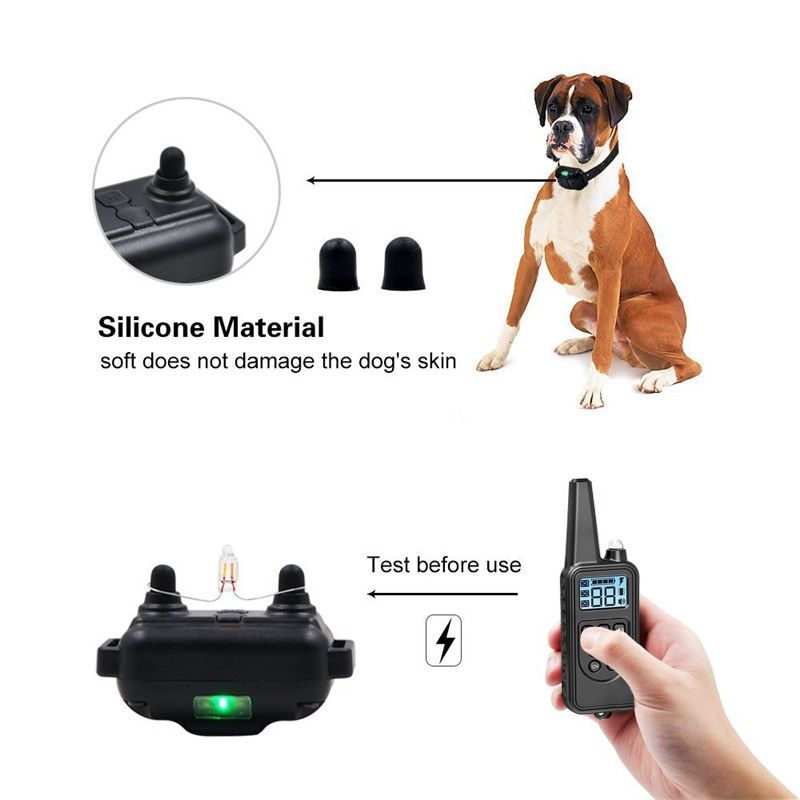 Collar eléctrico de entrenamiento para perros de 800 m, impermeable, recargable, con niveles de descarga ajustables y pantalla LCD
