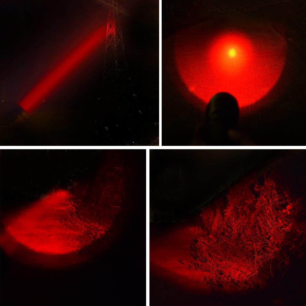 Linterna UltraFire WF-502B.2 XP-E2 LED luz roja zoomable compacta ideal para senderismo nocturno y caza impermeable