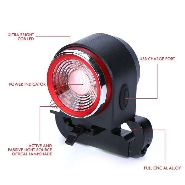 ANTUSI A8 Candado antirrobo con alarma y luz trasera de seguridad para bicicleta de carretera, con freno automático y timbre inalámbrico