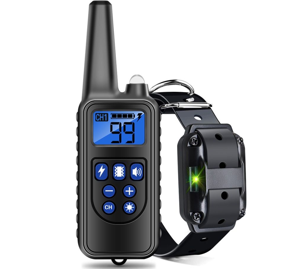 Collar impermeable para perros 800m IP7 dispositivo de adiestramiento con vibración choque sonido niveles ajustables