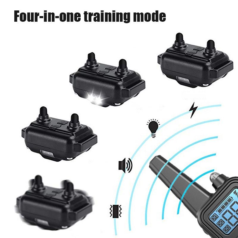 Collar eléctrico de entrenamiento para perros de 800 m, impermeable, recargable, con niveles de descarga ajustables y pantalla LCD
