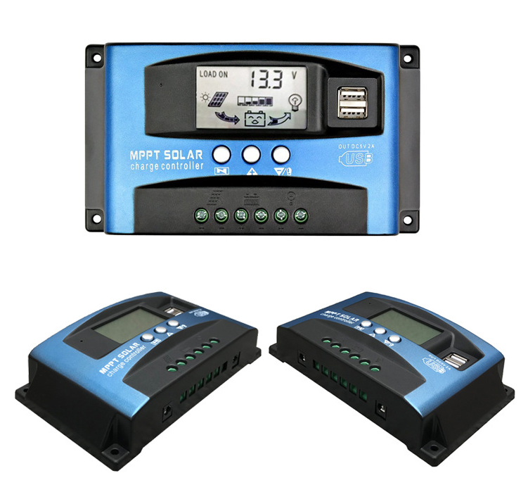 Controlador de Carga Solar MPPT 30A 40A 50A 60A 100A Pantalla LCD Doble USB Extensión de Vida de la Batería