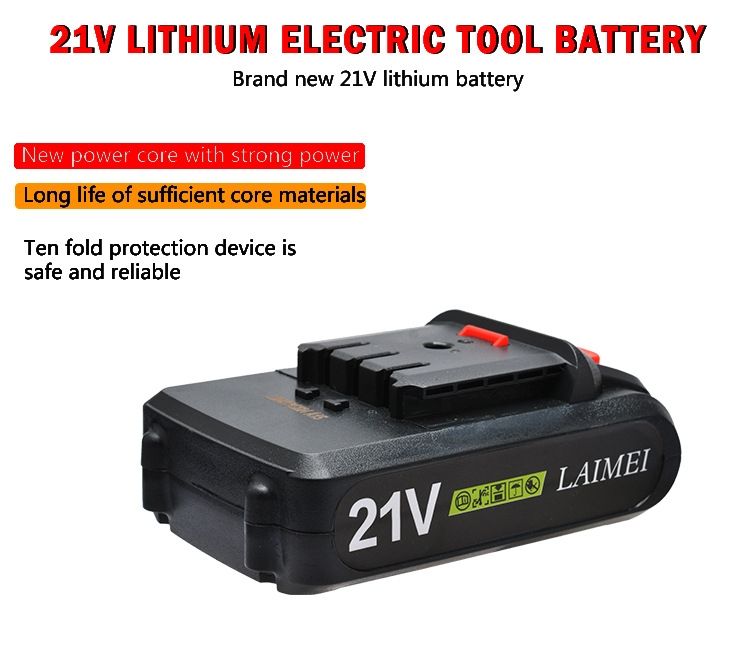 Batería de litio de 21V para taladro eléctrico y destornillador inalámbrico, versátil Li-ion para bricolaje, carga rápida y confiable.