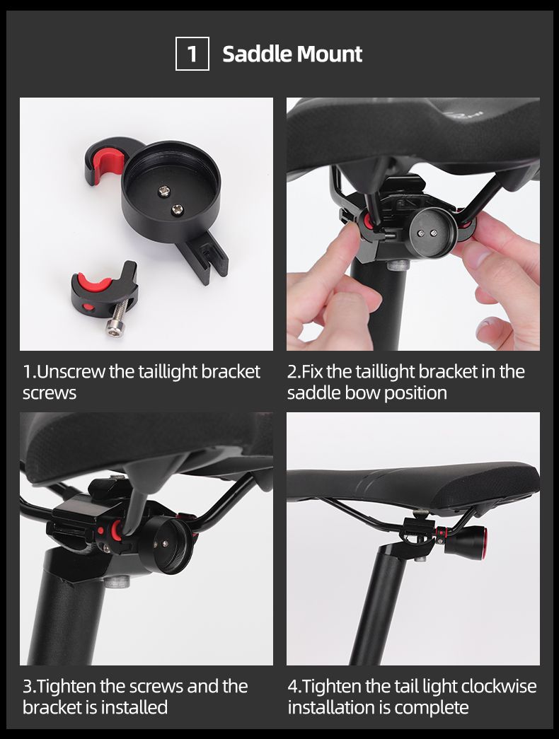 ROCKBROS Q5 Luz inteligente para bicicleta con freno automático, luz trasera LED con detección de freno, IPX6 impermeable, equipo de seguridad para ciclismo