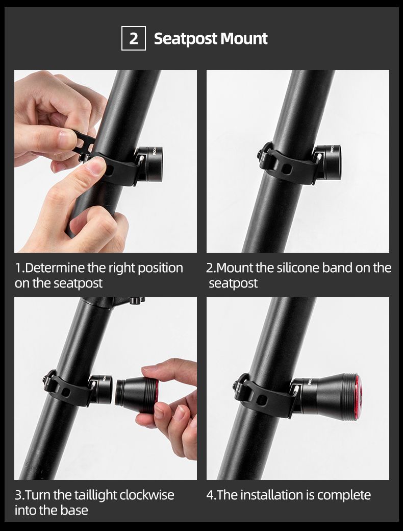 ROCKBROS Q5 Luz inteligente para bicicleta con freno automático, luz trasera LED con detección de freno, IPX6 impermeable, equipo de seguridad para ciclismo