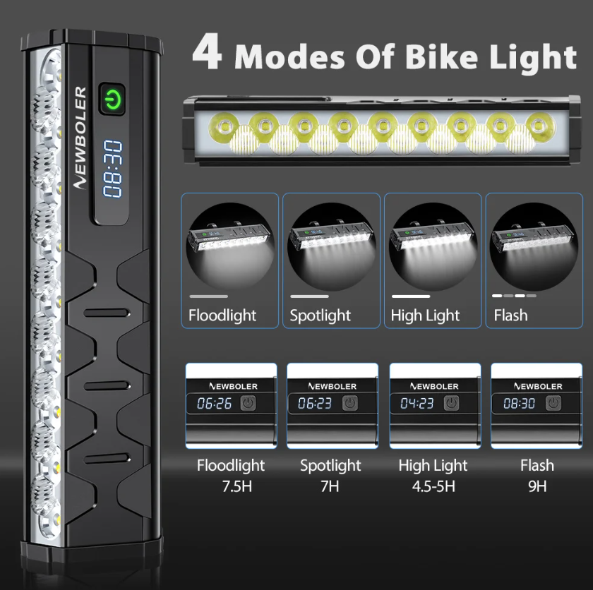 Luz delantera para bicicleta NITEBEAM 10000 lúmenes recargable 10000 mAh impermeable ideal montaña y carretera