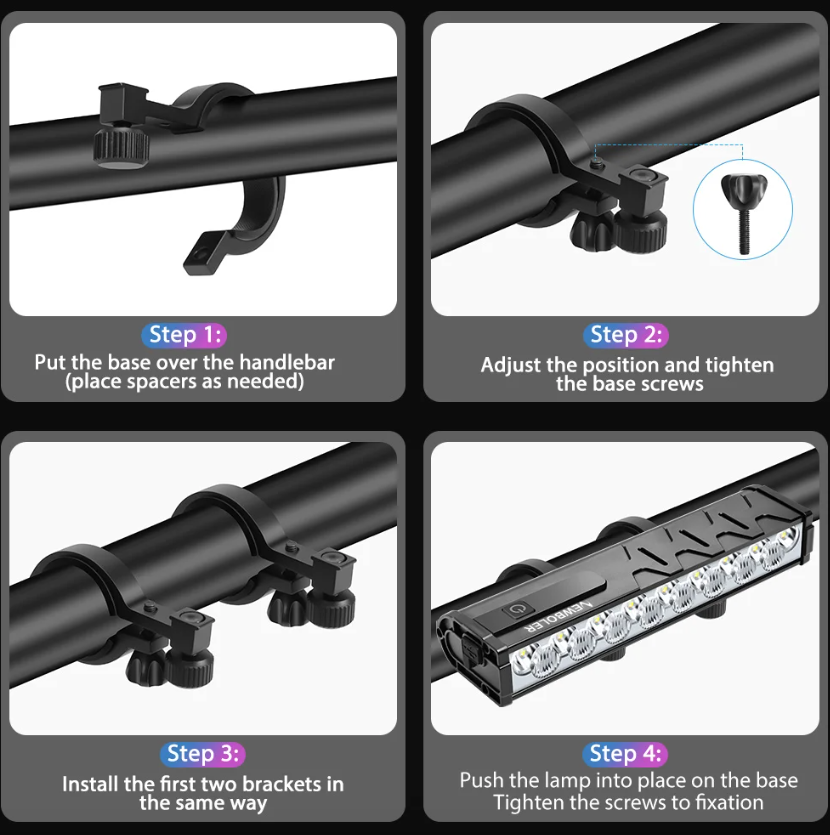 Luz delantera para bicicleta NITEBEAM 10000 lúmenes recargable 10000 mAh impermeable ideal montaña y carretera
