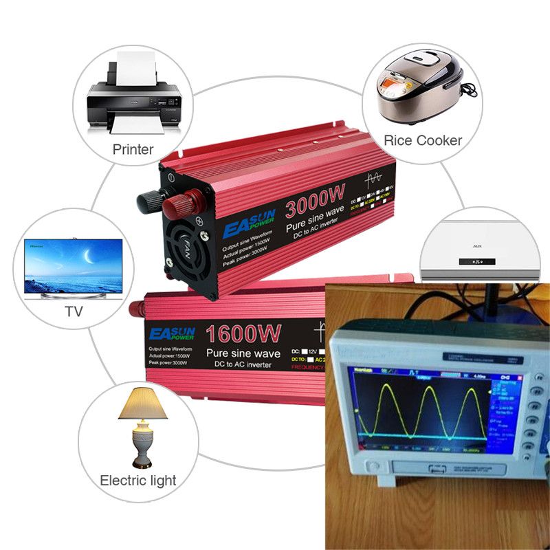 Inversor de onda sinusoidal pura 3000W 2200W 1600W 1000W Diseño duradero de aluminio-magnesio Alta eficiencia Energía para acampar