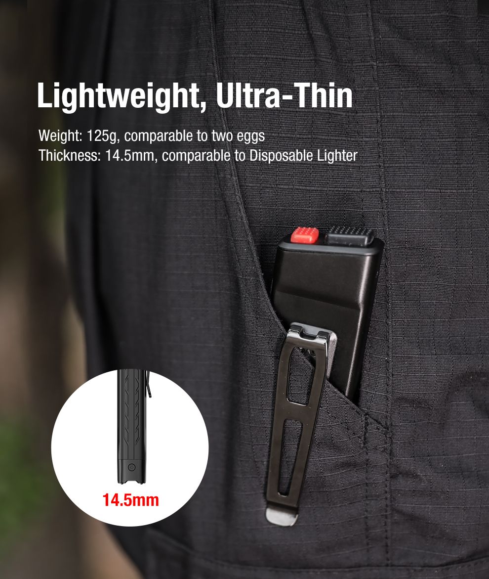 Klarus X1 FlatTac 4200LM EDC Ultradelgada Linterna Táctica Acero Inoxidable USB-C Recargable 2 Años Garantía