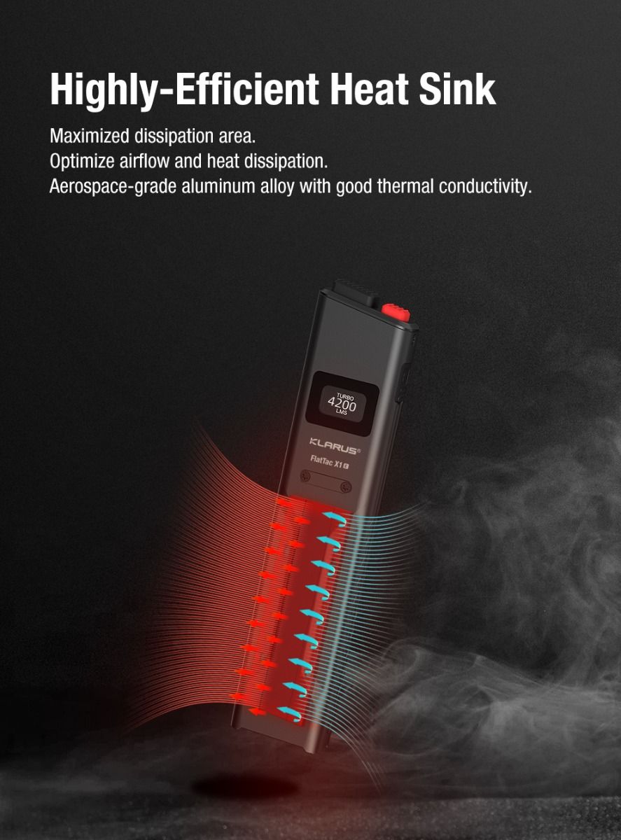 Klarus X1 FlatTac 4200LM EDC Ultradelgada Linterna Táctica Acero Inoxidable USB-C Recargable 2 Años Garantía