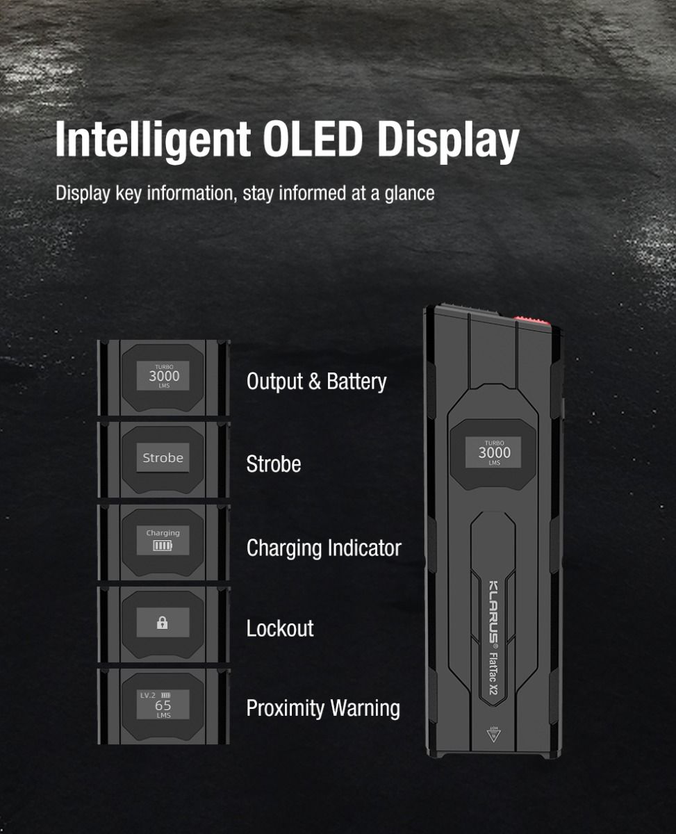 Klarus X2 Linterna Táctica EDC Ultradelgada, 3000 Lúmenes Recargable USB-C, Potente y Compacta para Bolsillo