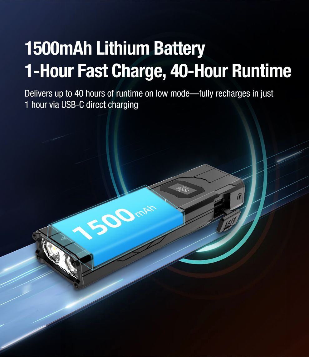 Klarus X2 Linterna Táctica EDC Ultradelgada, 3000 Lúmenes Recargable USB-C, Potente y Compacta para Bolsillo