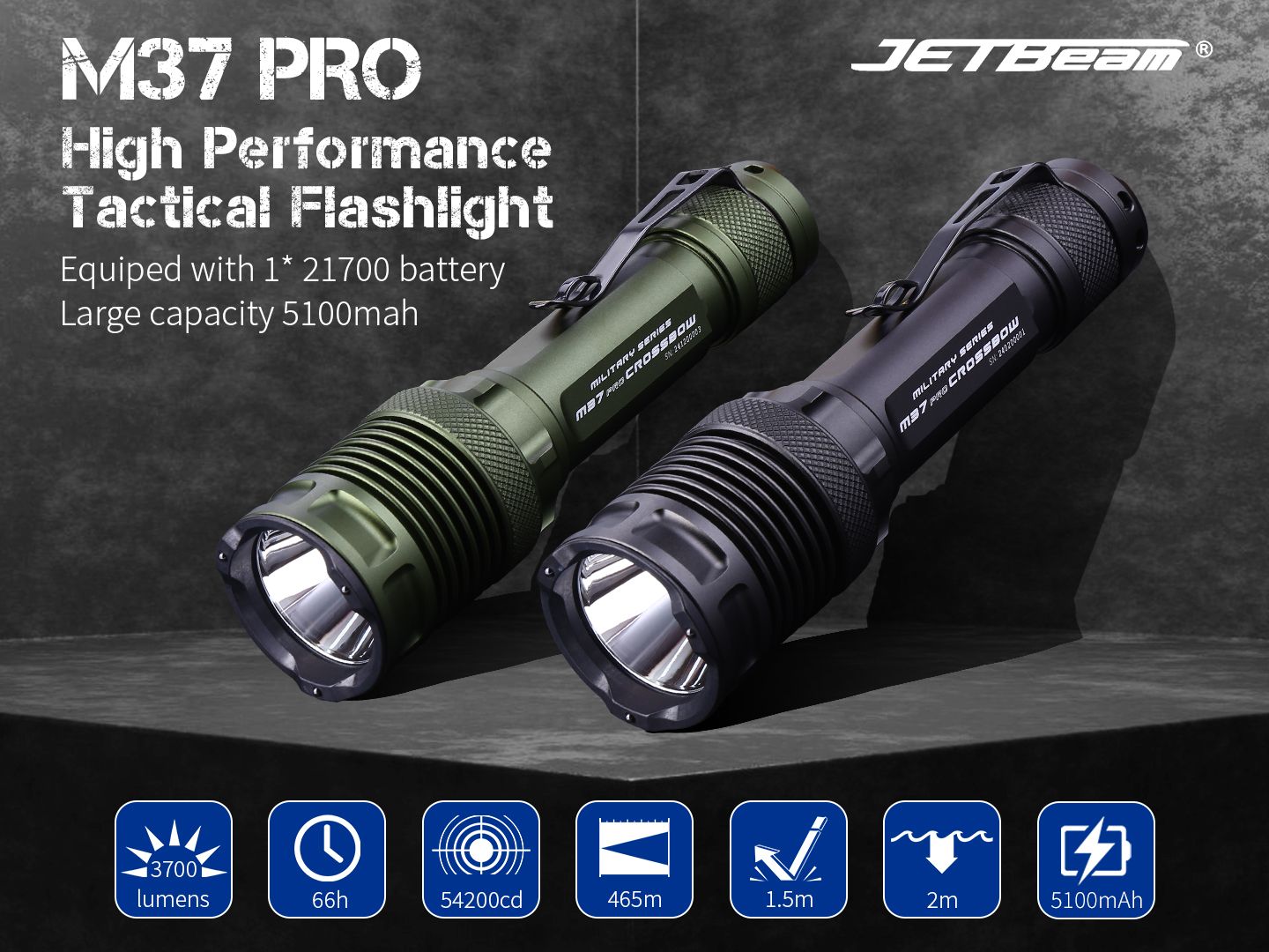 Linterna táctica de alto rendimiento JETBEAM M37 PRO