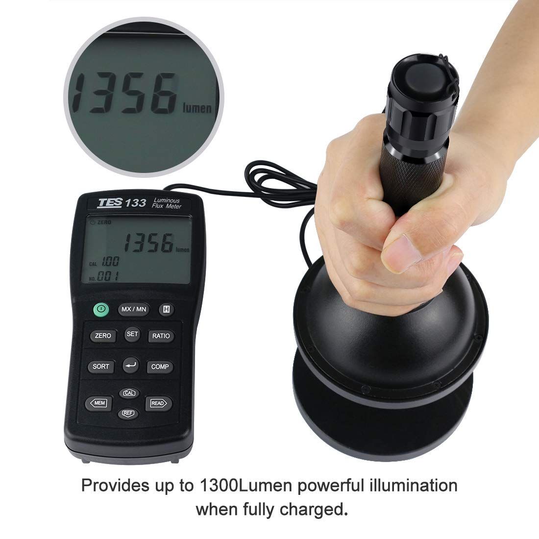 Linterna LED UltraFire 501B multicolor de 1300 lúmenes, 5 modos, recargable, luz táctica para exteriores, equipo de camping.