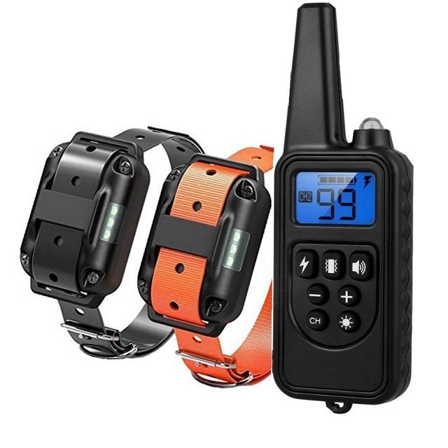 800m Collar de entrenamiento para perros eléctrico, control remoto para mascotas, impermeable, recargable, pantalla LCD, descarga, vibración, sonido