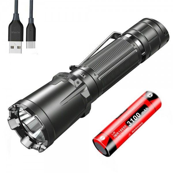 Klarus XT11GT PRO V2.0 Linterna recargable USB-C de 3300 lúmenes, luz táctica para uso en exteriores y emergencias.