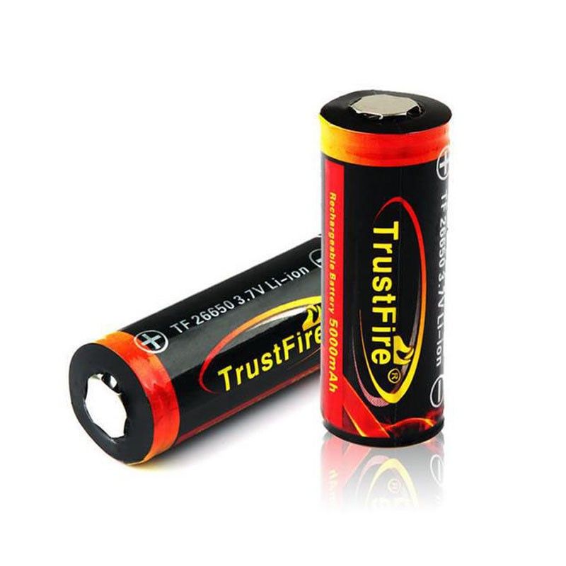 TrustFire TF 26650 3.7V 5000mAh Batería recargable de iones de litio protegida, solución de energía ecológica y duradera