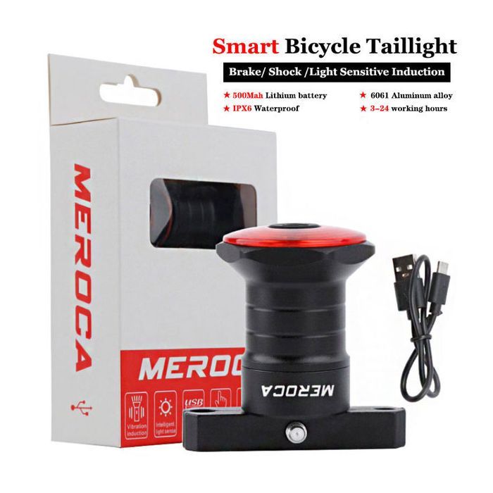 Luz trasera inteligente para bicicleta con luz de freno de arranque y parada automáticos, carga USB, impermeable IPX6, luz de seguridad para ciclismo.