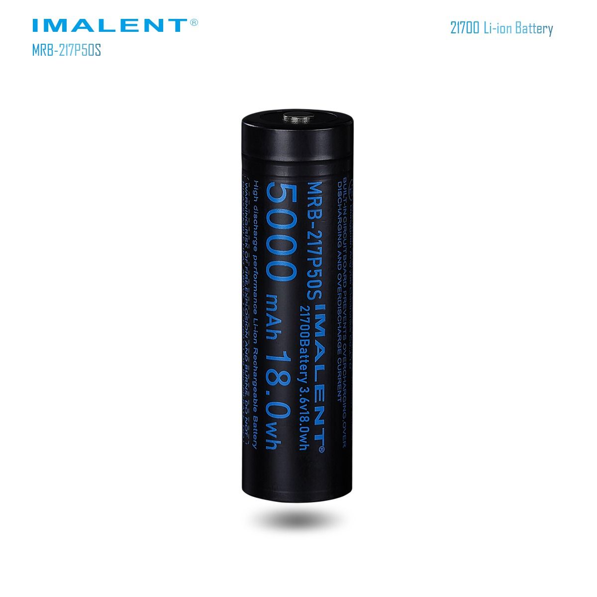Batería Recargable IMALENT MRB-217P50S 21700 Li-ion 5000mAh 3.6V. Energía Fiable para Linternas LED.
