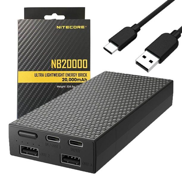 Nitecore NB20000 QC Puerto Dual Banco de Energía 20000mAh Ligero Carga Rápida USB USB-C Cargador para Smartphone